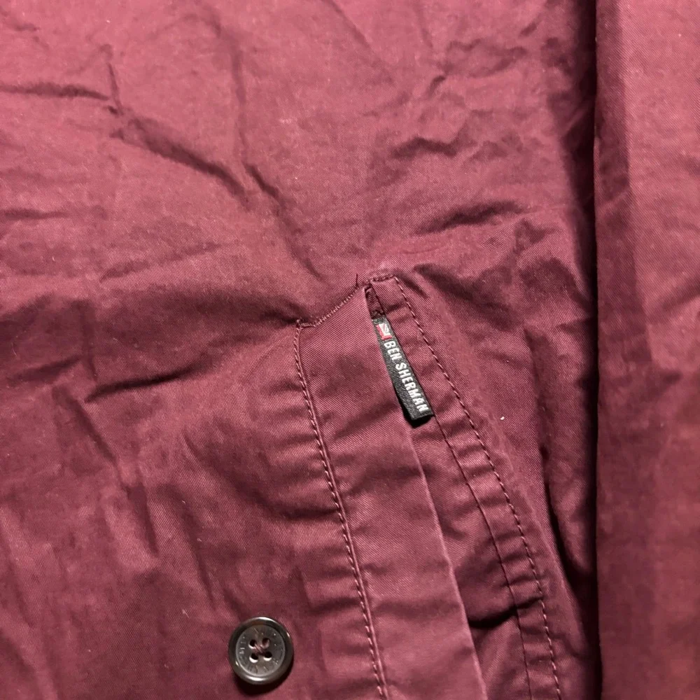 Ben Sherman Mens Harrington Jacket Burgundy Red Gingham Lined Full Zip Large